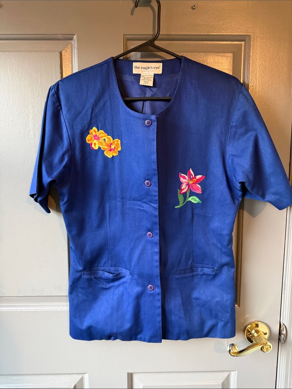 the eagle's eye Women's Royal Blue Embroidered Short-Sleeve Jacket
